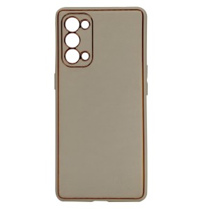 Nettech Oppo Reno 5 Pro Uyumlu Coco Leather Seri Arka Koruma Kılıf (Gold) NT-93628