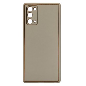 Nettech Samsung Galaxy Note 20 Uyumlu Coco Leather Seri Arka Koruma Kılıf (Gold) NT-93461