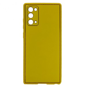 Nettech Samsung Galaxy Note 20 Uyumlu Coco Leather Seri Arka Koruma Kılıf (Sarı) NT-93457