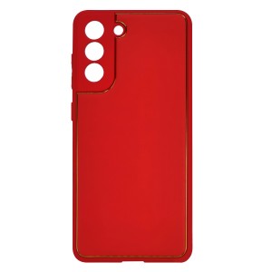Nettech Samsung Galaxy S21 FE Uyumlu Coco Leather Seri Arka Koruma Kılıf (Kırmızı) NT-93490