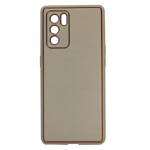 Nettech Oppo Reno 6 pro Uyumlu Coco Leather Seri Arka Koruma Kılıf (Gold) NT-93637