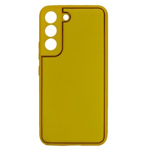 Nettech Samsung Galaxy S22 Uyumlu Coco Leather Seri Arka Koruma Kılıf (Sarı) NT-93520