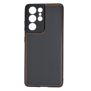 Nettech Samsung Galaxy S21 Ultra Uyumlu Coco Leather Seri Arka Koruma Kılıf (Siyah) NT-93507