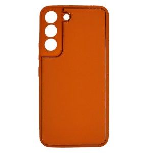 Nettech Samsung Galaxy S22 Plus Uyumlu Coco Leather Seri Arka Koruma Kılıf (Turuncu) NT-93503