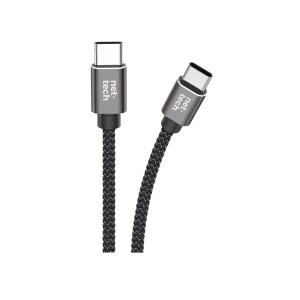 Nettech NT-DC12 PD 65W İp Örgü 300 Cm Type-C To Type-C Şarj ve Data Kablosu (Siyah) NT-DC12