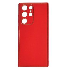 Nettech Samsung Galaxy S22 Ultra Uyumlu Coco Leather Seri Arka Koruma Kılıf (Kırmızı) NT-93526
