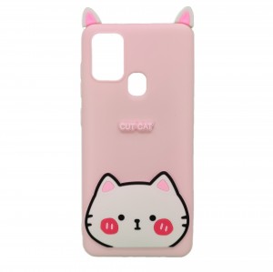 Nettech Samsung Galaxy A21S Uyumlu Cartoon Case Seri Arka Koruma Kılıf (Pembe) NT-95139