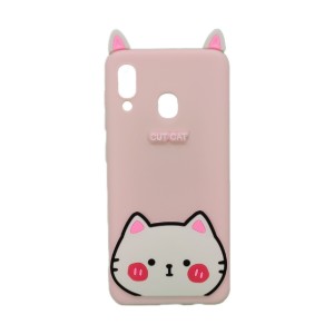 Nettech Samsung Galaxy A30 Uyumlu Cartoon Case Seri Arka Koruma Kılıf (Pembe) NT-95134