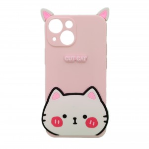 Nettech Apple iPhone 13 Mini Uyumlu Cartoon Case Seri Arka Koruma Kılıf (Pembe) NT-95122