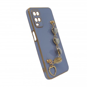 Nettech Oppo A54 Uyumlu Lüx Kalp Zincir Arka Koruma Kılıf (Lila) NT-94852