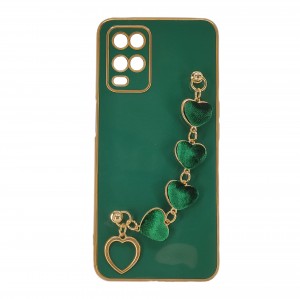 Nettech Oppo A54 Uyumlu Lüx Kalp Zincir Arka Koruma Kılıf (Yeşil) NT-94851