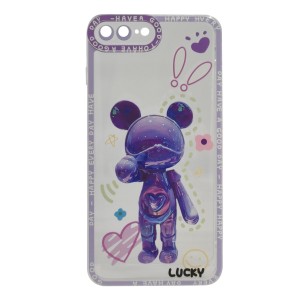 Nettech Apple iPhone 8 Plus Uyumlu Kristal Carachter Seri Arka Koruma Kılıf (Mor) NT-94964