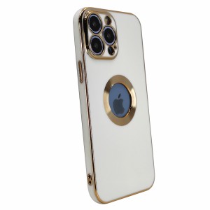 Nettech Apple iPhone 13 Pro Max Uyumlu Halkalı Logo Seri Arka Koruma Kılıf (Beyaz) NT-97171