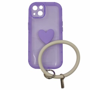 Nettech Apple iPhone 13 Uyumlu Halka Bilekli Şeffaf Seri Arka Koruma Kılıf (Mor) NT-97221
