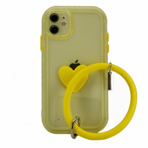 Nettech Apple iPhone 11 Uyumlu Halka Bilekli Şeffaf Seri Arka Koruma Kılıf (Sarı) NT-97193