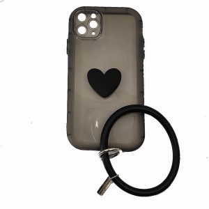 Nettech Apple iPhone 11 Pro Max Uyumlu Halka Bilekli Şeffaf Seri Arka Koruma Kılıf (Siyah) NT-97200