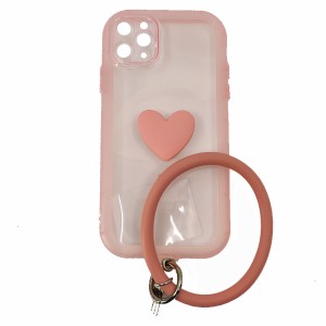 Nettech Apple iPhone 11 Pro Max Uyumlu Halka Bilekli Şeffaf Seri Arka Koruma Kılıf (Pembe) NT-97199