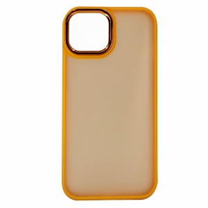 Nettech Apple iPhone 14 Uyumlu Metal Kamera Çerçeveli Arka Koruma Kılıf (Sarı) NT-97537