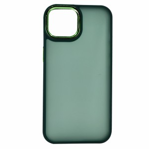 Nettech Apple iPhone 14 Uyumlu Metal Kamera Çerçeveli Arka Koruma Kılıf (Yeşil) NT-97535