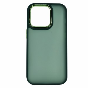 Nettech Apple iPhone 14 Pro Uyumlu Metal Kamera Çerçeveli Arka Koruma Kılıf (Yeşil) NT-97540