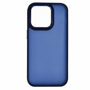 Nettech Apple iPhone 14 Pro Uyumlu Metal Kamera Çerçeveli Arka Koruma Kılıf (Lacivert) NT-97544