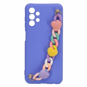 Nettech Samsung Galaxy A13 Uyumlu Bilek Zincirli Arka Koruma Kılıf (Lila) NT-96951