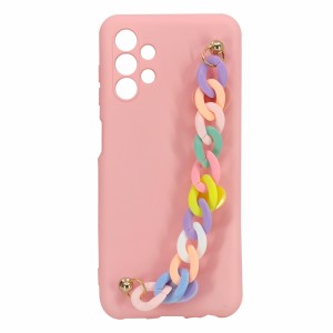 Nettech Samsung Galaxy A13 Uyumlu Bilek Zincirli Arka Koruma Kılıf (Pembe) NT-96950