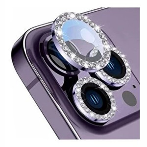 Nettech Apple iPhone 13 Pro Max Uyumlu Diamond Taşlı Model Kamera Cam Koruyucu (Mor) NT-98569