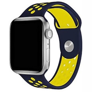 Nettech Apple Watch Seri 42/44 mm Uyumlu Silikon Kordon (Siyah-Sarı) NT-79670