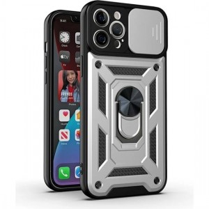 Nettech Apple iPhone 12 Pro Uyumlu NT-85945 Kızaklı Panzer Seri Arka Koruma Kılıf (Gri) NT-85945
