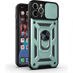 Nettech Apple iPhone 12 Pro Uyumlu NT-85942 Kızaklı Panzer Seri Arka Koruma Kılıf (Yeşil) NT-85942