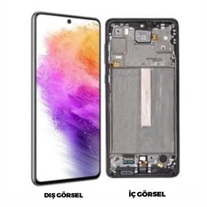 Teknonet Samsung Galaxy A73 5G Uyumlu Org Lcd+Dokunmatik+Çıtalı (Gümüş) NT-98600