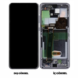 Teknonet Samsung Galaxy S20 Ultra Uyumlu Org Lcd+Dokunmatik+Çıtalı (Gri) NT-97794