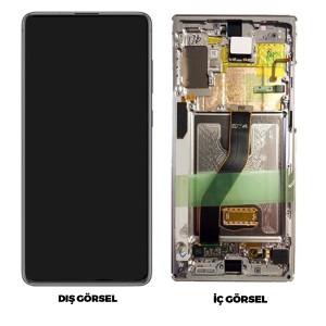 Teknonet Samsung Galaxy Note 10 Plus Uyumlu Org Lcd+Dokunmatik+Çıtalı (Gümüş) NT-97018