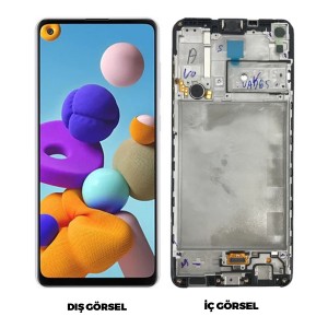 Teknonet Samsung Galaxy A21S Uyumlu Hk Lcd+Dokunmatik+Çıtalı (Siyah) NT-96593