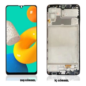 Teknonet Samsung Galaxy M32 Uyumlu Org Lcd+Dokunmatik+Çıtalı (Siyah) NT-96572