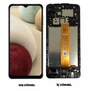 Teknonet Samsung Galaxy A12 Uyumlu Org Lcd+Dokunmatik+Çıtalı (Siyah) NT-94600