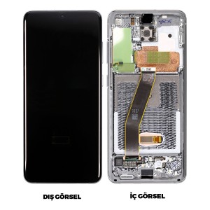 Teknonet Samsung Galaxy S20 Uyumlu Org Lcd+Dokunmatik+Çıtalı (Gümüş) NT-83821