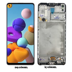 Teknonet Samsung Galaxy A21S Uyumlu Org Lcd+Dokunmatik+Çıtalı (Siyah) NT-80743